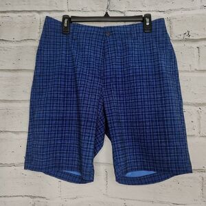 Grandslam Men’s Dark Blue Checkered Shorts With Pockets Size 34